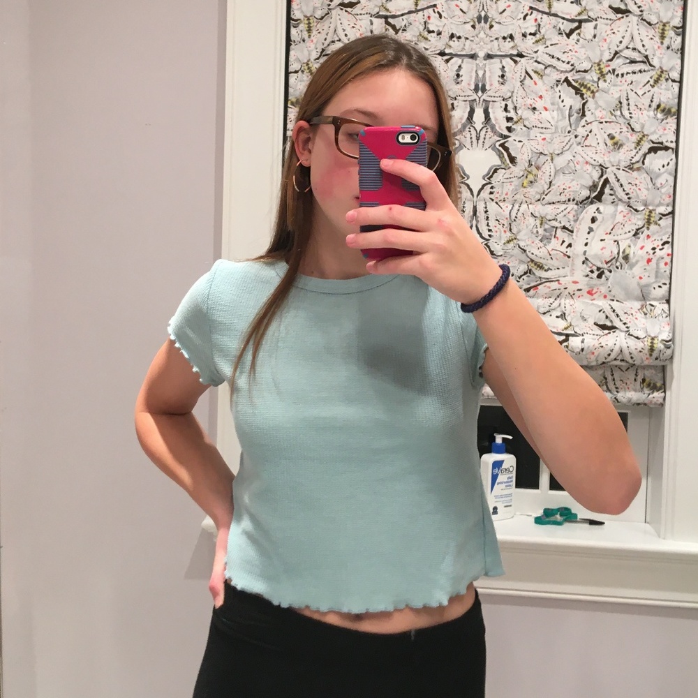 Light Blue Topshop Cropped TShirt